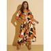 Plus Size Abstract A Line Maxi Dress