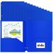 ViVin Plastic 3-Hole Punched Pocket Folder Durable Poly Portfolio with 2 Pockets and 3 Holes Pack of 12 Business Card Slot fits Letter Size Sheets for Kids Student Teachers and Officers (Blue)