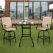 Zimtown 51 Wrought Iron Swivel Bar Chair Patio Swivel Bar Stools 2pcs Black-Frame