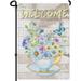 HGUAN Flowers Butterfly Welcome Garden Flag 12x18 Inch Vertical Double Sided Garden Flags Rustic Farmhouse Yard Outdoor Decoration