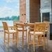 5 Piece Teak Wood Castle Patio Bistro Bar Set including 35 Bar Table & 4 Barstools with Arms