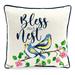 Jordan Manufacturing 16 x 16 Bless This Nest Cream Bird Reversible Square Outdoor Throw Pillow with Welt