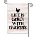 HGUAN Life Is Better With Chickens Garden Flags Decorative Outdoor Flags Simple and Light 12 X 18 Inches Double Sided