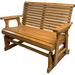Wooden Patio Glider with High Roll Back and Deep Contoured Seat Solid Fir Wood 2-Seater Heavy Duty 800 LBS 4 Feet Brown