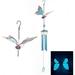 Butterfly Wind Chimes Luminous Stained Glass Butterfly Wind Chimes Gifts for Mom Outdoor/Indoor Wind Chimes for Home Garden Window Yard Patio Lawn Decoration