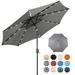 Sun-Ray 9 FT 32 LED Patio Solar Umbrella w/ Push Button Tilt and Crank Outdoor Umbrella 8 Sturdy Ribs UV Protection Solution-Dyed Fabric Grey