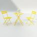 Algherohein Patio Metal Foldable 2-Seat Chairs and Table Set Outdoor Garden Furniture Sets Yellow