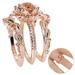 SDJMa Rose Gold Stainless Steel Stacking Tiny 3 Rings Set for Women - Cubic Zirconia Statement Ring Set Size7