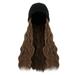 Desertasis wigs human hair glueless wigs human hair pre plucked pre cut Beanie Hat Knitted Long Wavy Curly Hair Wig Warm Knitted Velvet 28 Inch Women s Synthetic Wig Winter Brown One Size