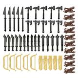Medieval Weapons Kit Middle Age Military Figure Knights Helmet Armor Swords Figure Soldiers Vest Shield SWAT Weapons Protection Set Compatible with Lego Figures (101 Pieces)