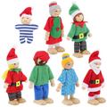 7 Pcs Family Doll Toys Wooden Playset Dolls for Doll House Play House Dolls Playset