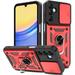 Elegant Choise Case with 2Pcs Screen Protector with Ring Stand and Slide Camera Lens for Samsung Galaxy A55/A25/A15 5G 6.5inch Phone Cover Red