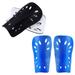 Shin Guards 2 Pair Lightweight And Breathable Child Calf Protective Gear Soccer Equipment For Boys Girls 1.4M And Under (Black + Blue)