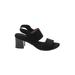 Easy Spirit Heels: Strappy Chunky Heel Casual Black Solid Shoes - Women's Size 7 - Open Toe