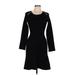 Zara Casual Dress - A-Line Scoop Neck 3/4 sleeves: Black Solid Dresses - Women's Size Medium