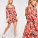 Free People Dresses | Free People Red Floral Button Front Dress Size 6 Nwt | Color: Orange/Red | Size: 6