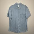 American Eagle Outfitters Shirts | American Eagle Shirt Mens Xxl 2xl Blue Denim Button-Up Cotton Short Sleeve Aeo | Color: Blue | Size: Xxl