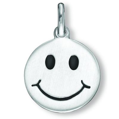 Kette mit Anhänger ONE ELEMENT "Smiley Anhänger aus 925 Silber Ø 12,5 mm", silber, Halsketten, Damen, Silber 925 (Sterli