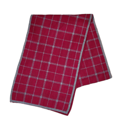 Coach Accessories | Coach Reversible Knit Scarf Muffler Wool Cotton Pink Gray Windowpane Plaid | Color: Gray/Pink | Size: Os