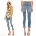 Free People Jeans | Free People Great Heights Woman’s Size 28 Skinny Denim Frayed Fringe Jeans | Color: Blue | Size: 28