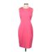 Elie Tahari Cocktail Dress - Sheath High Neck Sleeveless: Pink Print Dresses - Women's Size 6