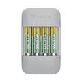 VARTA Akku Ladegerät, inkl. 4x AA 2100mAh, Batterieladegerät für wiederaufladbare AA/AAA Batterien, Eco Charger Pro, Einzelschachtladung, Gehäuse aus 75% recyceltem Material