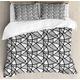 ABAKUHAUS Black White Duvet Cover Set, Thick Thin Lines Tile, Bedding Set 3 Pieces with 2 Pillow Shams, 200 x 200 cm - 70 x 50 cm, Black and White