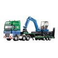 CHICHIYANG Flatbed Trailer Loaded Excavator Diecast Vehicle Model 1:50 Simulation Car Model Alloy ABS Rubber Toy