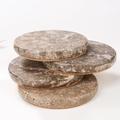 4 Piece Marble Coaster Set - Beverage & Heated Coffee Marble Coasters - 4 Inch Wide Beverage Coasters - Modern Coasters - for Mugs Glass Drinks (Gray Travertine (Geology))
