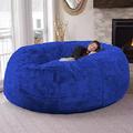 GTYUNZP 5/6/7ft Giant Bean Bag Chair for Adults Washable Jumbo Bean Bag Sofa Sack Chair (no Filling) Living Room Furniture Party Leisure Furry Soft Bean Bag Sofa Cover (Color : Blue, Size : 6FT)