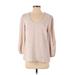 Trina Turk Long Sleeve Blouse: Tan Solid Tops - Women's Size Small