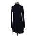 Abercrombie & Fitch Casual Dress - Sweater Dress Turtleneck Long sleeves: Blue Print Dresses - Women's Size X-Small