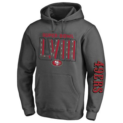 San Francisco 49ers Super Bowl LVIII Pullover-Hoodie für Herren, Anthrazit, groß und lang Image