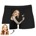 Boxers drôles personnalisés avec visage de petite amie pour hommes culottes de Noël personnalisées