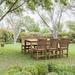 Wildon Home® Desjuan Rectangular 6 - Person 65" L Teak Outdoor Restaurant Dining Set Wood/Teak in Brown/White | 35 W x 65 D in | Wayfair