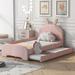 Trinx Jaeliana Platform Storage Bed Chenille/Upholstered in Pink | 46.1 H x 44.5 W x 81.5 D in | Wayfair 287954E862524765B2D2D7029EE9DEB4