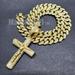 Jesus Cross Pendant & 13mm 16 18 20 24 Iced Cuban Box Lock Chain Necklace