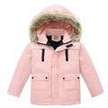 Boys Girls Puffer Down Jacket Kids Solid Color Winter Thick Warm Parka Jacket Detachable Hood Jacket Windproof Tops Outwear 3-4 Years