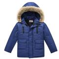 Boys Girls Puffer Down Jacket Kids Solid Color Winter Thick Warm Parka Jacket Detachable Hood Jacket Windproof Tops Outwear Navy 3-4 Years