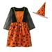 Bjutir Cute Dresses For Girls Toddler Kids Witch Style Comtome Party Dress Hat Outfit Set
