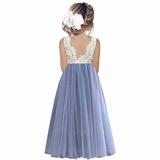 AherBiu Girls Chiffon Dress Sleeveless V Back Chiffon Tiered Ruffle Flower Girls Midi Dress