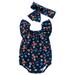 Ykohkofe Baby Clothes Summer Baby Girl Printed Flying Sleeve Romper Super Cute Jumpsuit Hair Accessories 2 Piece Set Baby Girl Clothes Outfits Set Toddler Kid Baby Rompers Fashion design