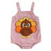 Wallarenear Baby Thanksgiving Halter Romper Turkey Print Corduroy Suspender Jumpsuit Overall
