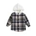 Fauean Hoodies for Boy Toddler Baby Color Block Plaid Button Down Coat Casual Jackets Black Size 130