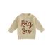 aturustex Girl Long Sleeve Flower Letter Embroidery Pattern Knitwear Pullover