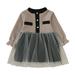 Youmylove Fashion Dresses For Girls Toddler Long Sleeve Dot Prints Tulle Ruffles Dress Party Dresses Clothes