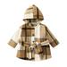 QUYUON Hooded Jumpsuit for Baby Boy Girl Deals Long Sleeve Plaid Jacket Infant and Toddler Plaid Long Sleeve Jacket Girls Casual Hoodie Brown 2T-3T