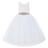 Ekidsbridal White V-Back Lace Tutu Flower Girl Dresses for Wedding Ceremony Mini Bridal Gown 212R3 4