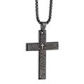 Cross Pendant Necklace for Men Boys Stainless Steel Lord s Prayer Bible Chain~0 L5Q1