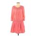 J.Crew Casual Dress - DropWaist Scoop Neck 3/4 sleeves: Pink Solid Dresses - Women's Size Medium